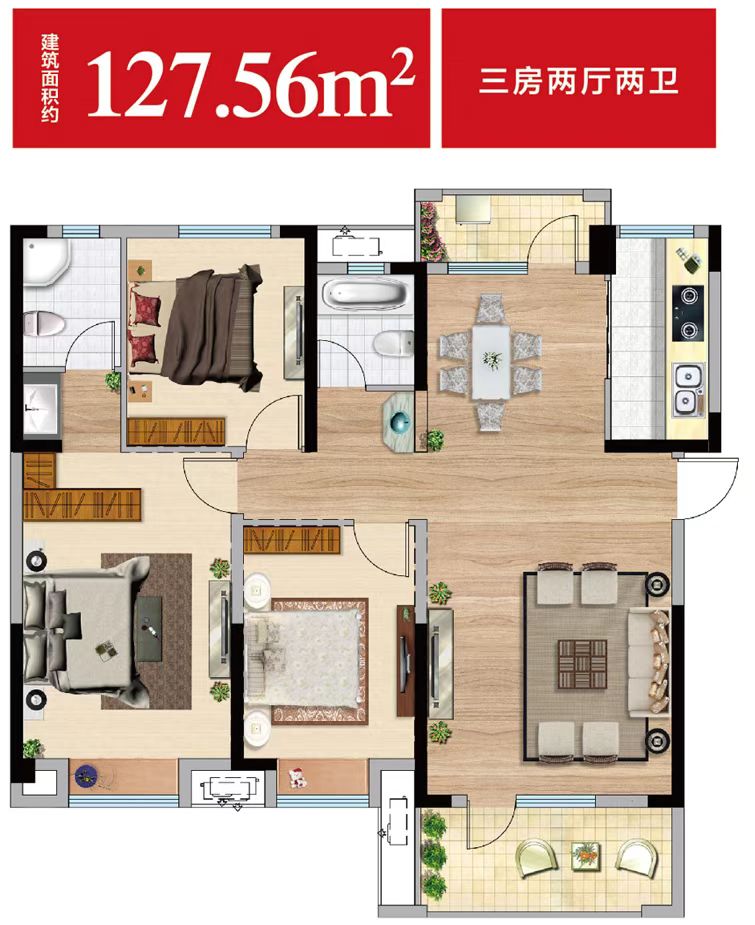 滨江满庭春毛坯大三房江景房南北双阳台房主诚意出售