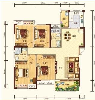 清华园沔阳清华园毛坯大四房小区环境好二中门口楼层很好