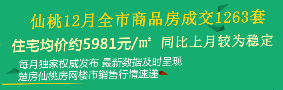 仙桃12月住宅均价约5981元/㎡ 同比上月较为稳定 ！