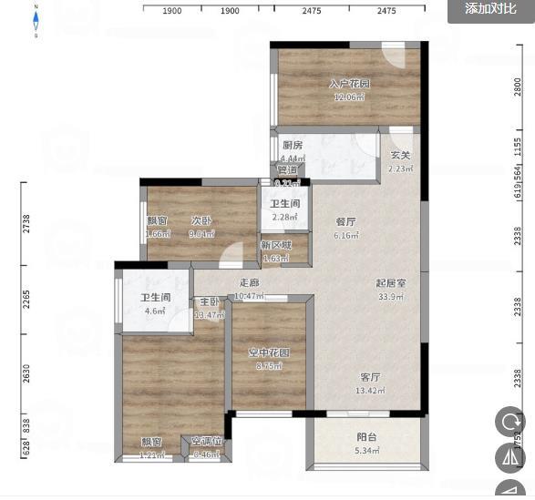 鸿昇现代城精装大三房南北通透双阳台全屋品牌装修风格楼层好证件满两年