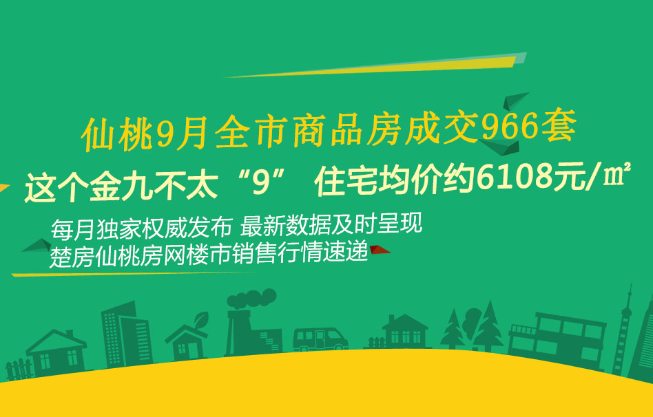 仙桃9月全市商品房成交794套 住宅成交均价5767元/㎡