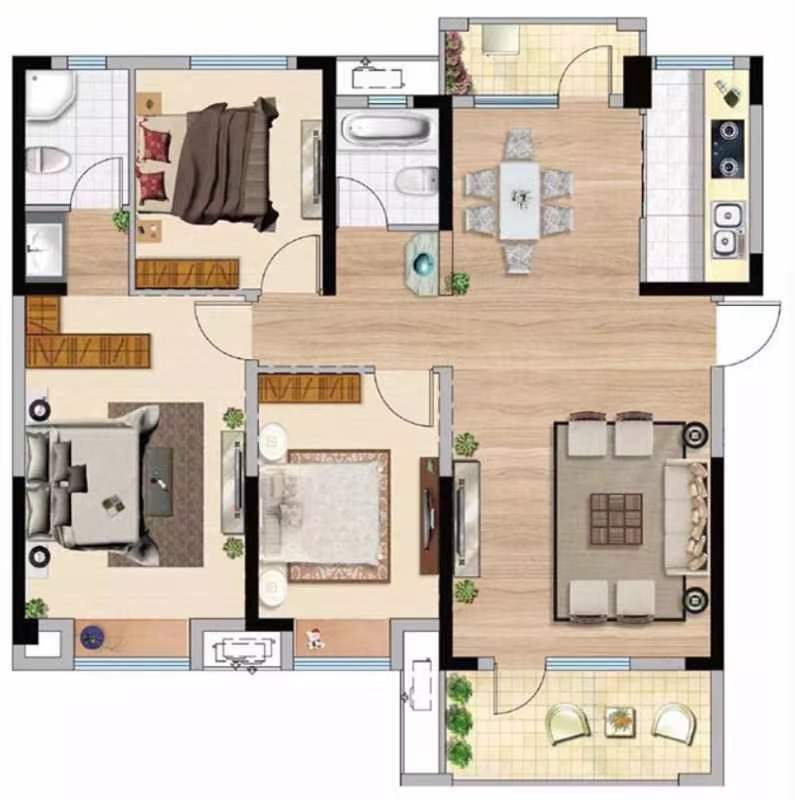 滨江满庭春毛坯大三房江景房南北双阳台房主诚意出售