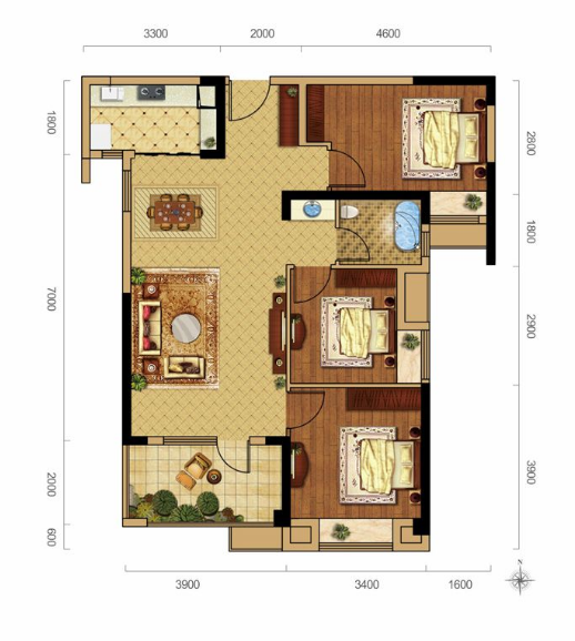 满庭春毛坯三房好楼层采光好看房方便