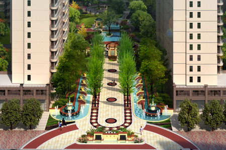 中央华府入口鸟瞰图