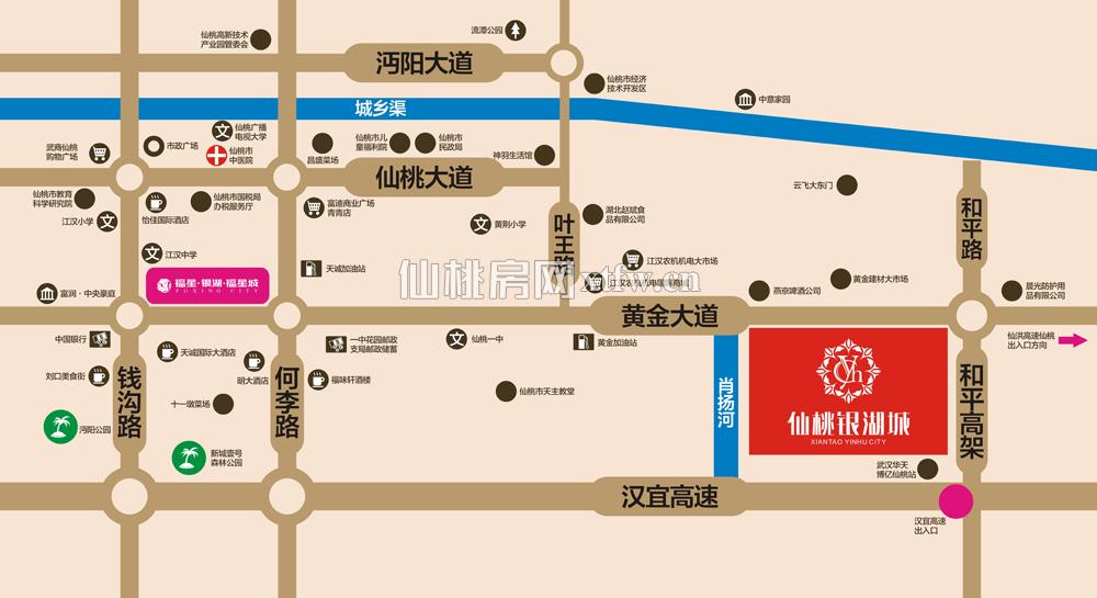 仙桃银湖城区位图