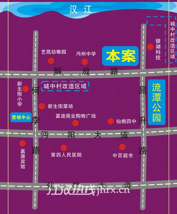 沔阳洲花园区位图