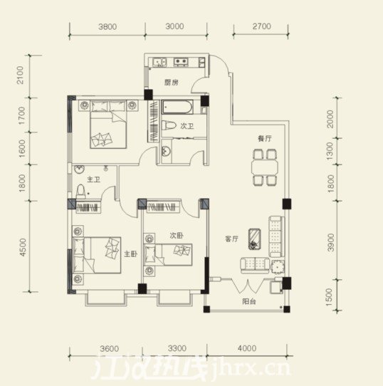 三房二厅二卫132.78㎡