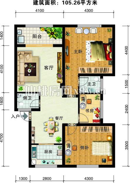 义星花园105.26户型图