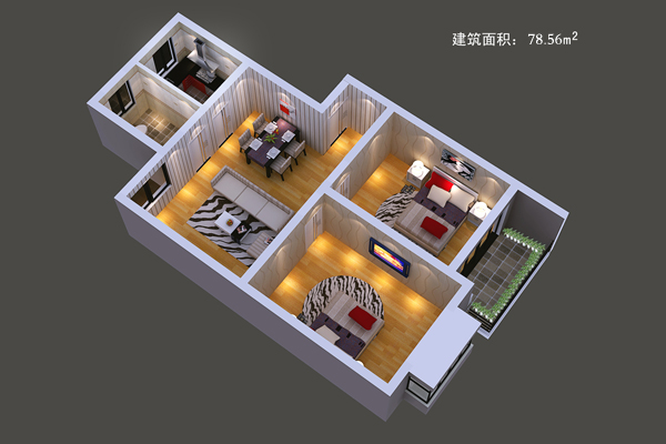 沔阳洲花园D户型