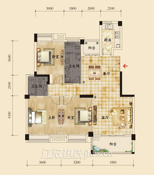 香岸华府二期1B户型