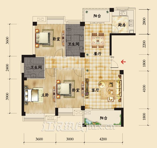 香岸华府二期2A户型