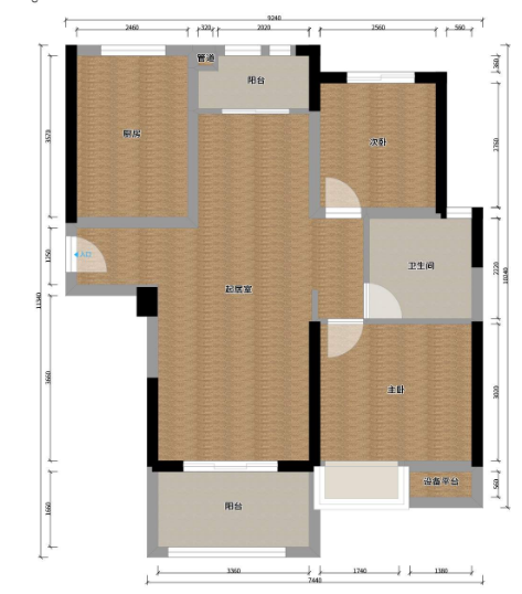 德政金园精装2室2厅1卫全屋实木地板