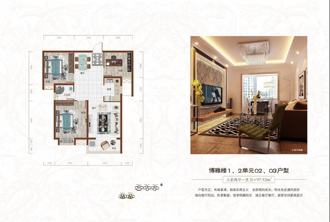 鸣森·学府名都博雅楼1、2单元02、03户型