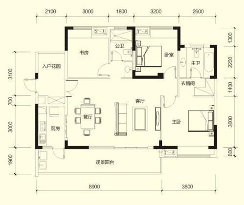 福星城精装三房好楼层赠送面积多采光通透