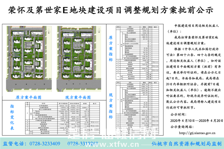 荣怀·及第世家E地块项目调整规划方案批前公示