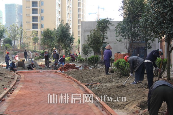 二组团正在做景观道路铺装