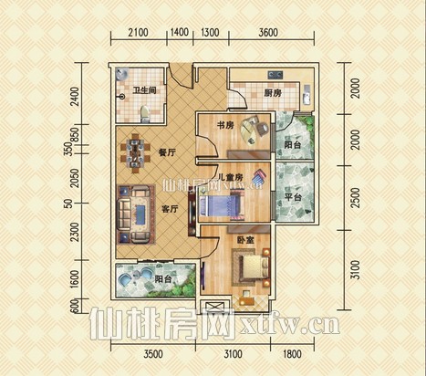 85平米经典小三房户型