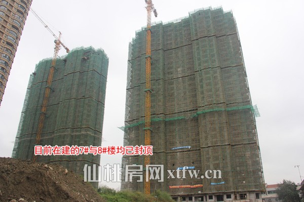 公园世家9月工程进度 8#楼正进行内外墙抹灰