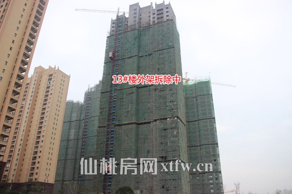 满庭春MOMA11月工程进度 13#楼外架正在拆卸
