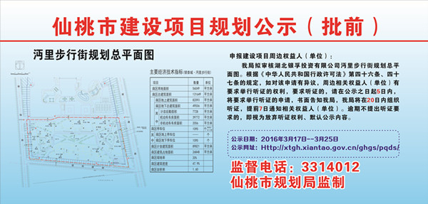 湖北银孚投资有限公司沔里步行街规划批前公示