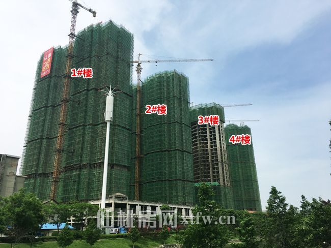 康湾一品5月工程进度：在建楼栋外墙粉刷中