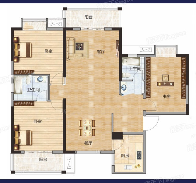 森林国际两面都临湖的湖景房毛坯三室两厅两卫看房方便