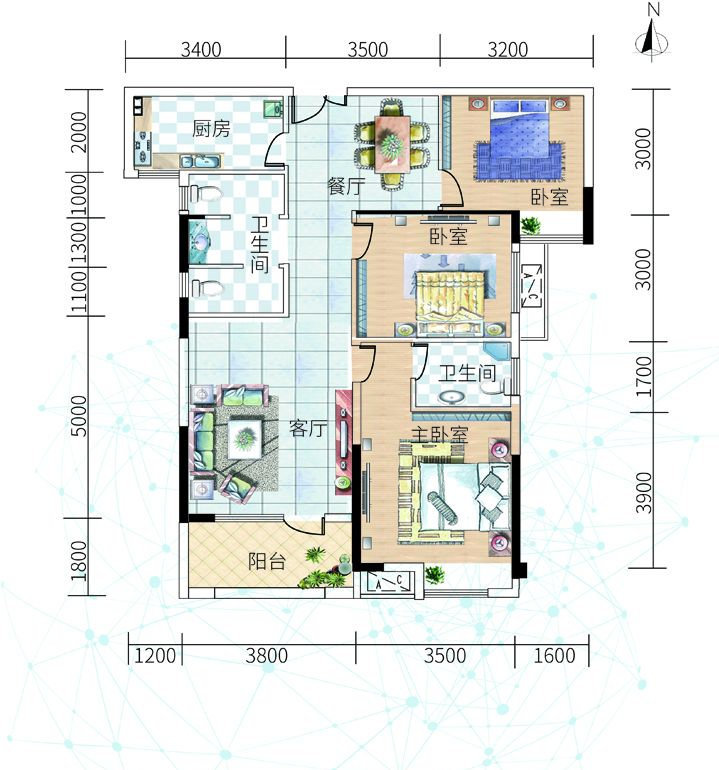 蓝天新城城南毛坯3房中间楼层看房方便