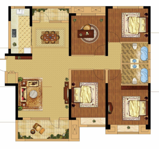 满庭春毛坯一楼三室两卫带院子看房方便房东诚意出售