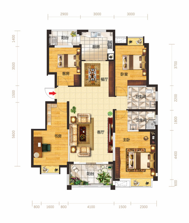 “三间朝南+南北双阳台”  这样的大四房你爱了吗？