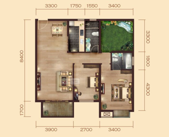 仙桃一中翰林公馆毛坯三房户型方正看房方便