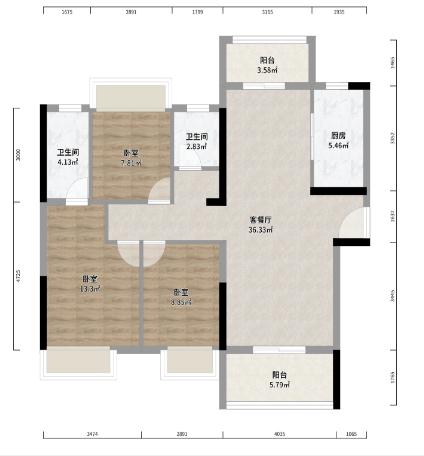 沔阳悦府城西新妇幼旁毛坯三房户型方正，三开间朝南！周边配套一应俱全。