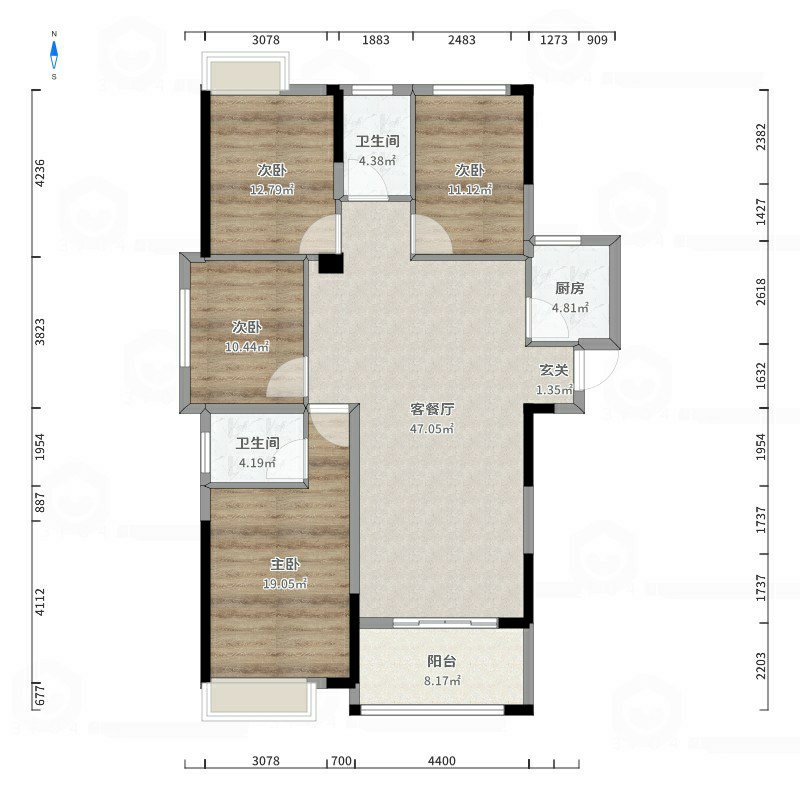 新城壹号大四房双阳台改造空间大浠缺户型证满二