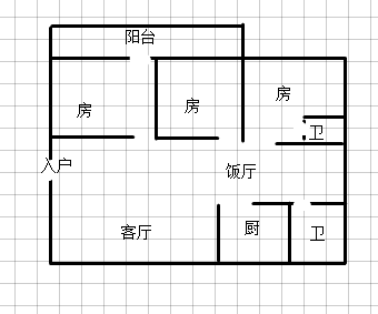 流金岁月旁步梯四楼简装三房出租
