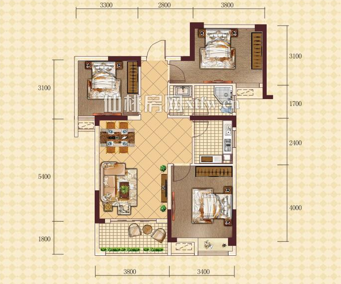 新城一号新街毛坯经典小三室户型方正业主诚心出售