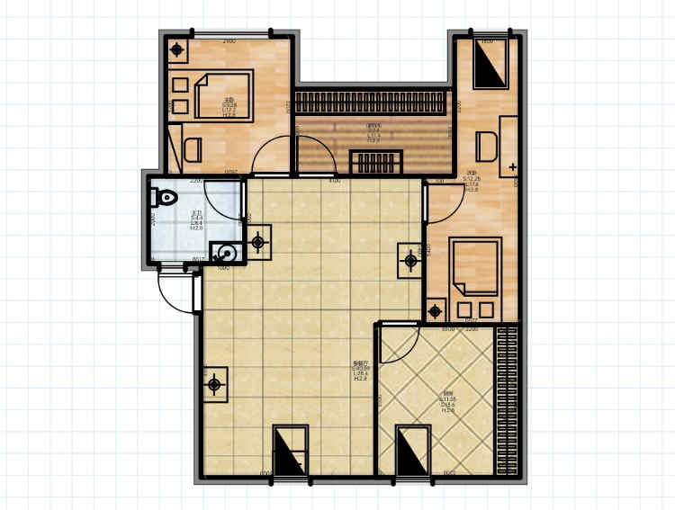 2室1厅7楼精装修68平米