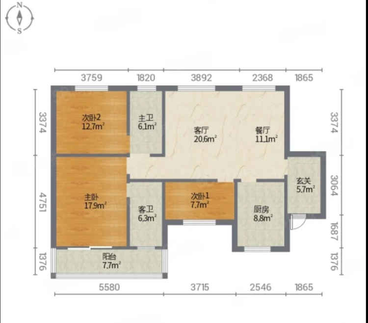 好价！好房！紫润尚城，满5南北通透有书包，仙桃三中旁